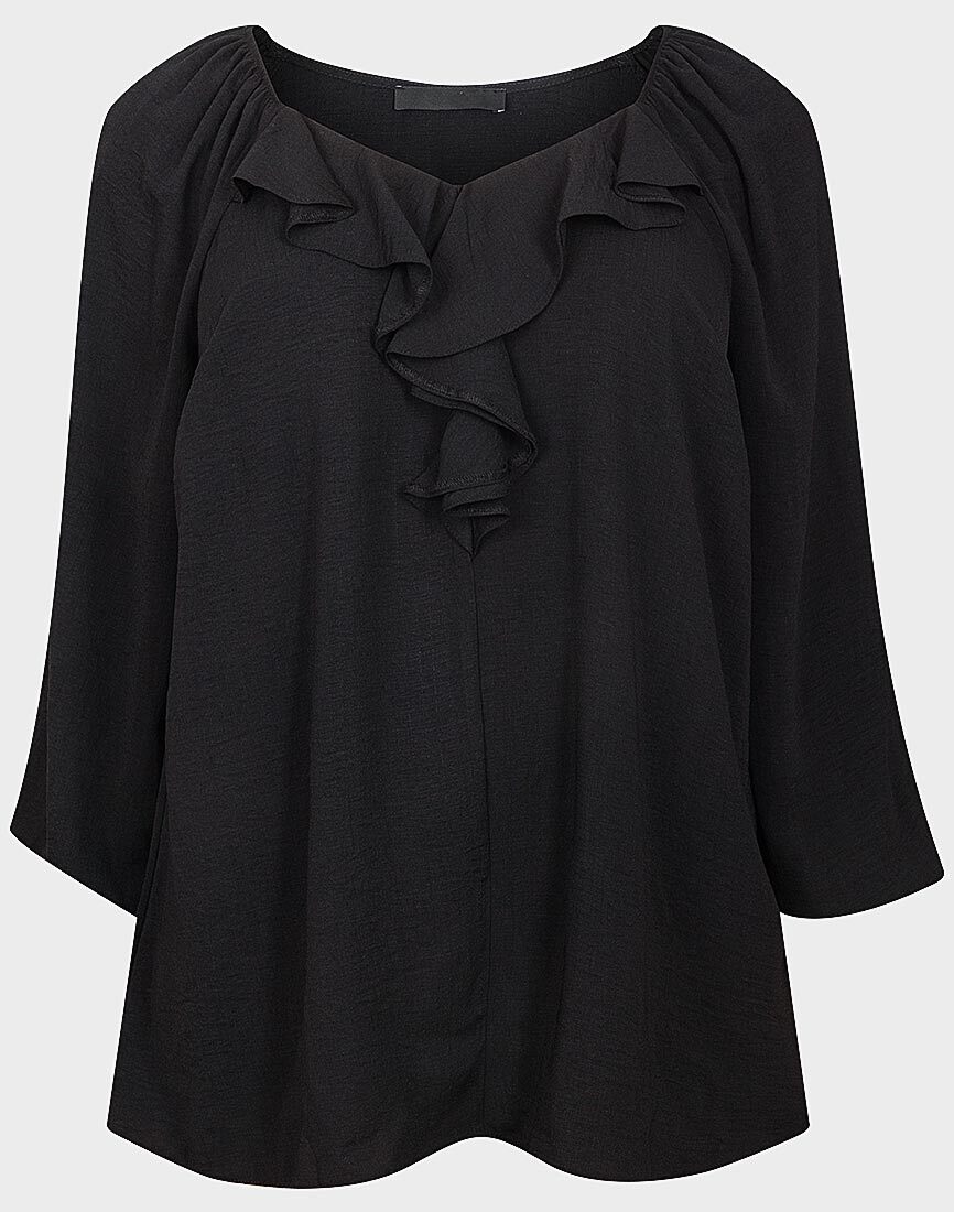plus size black ruffle top